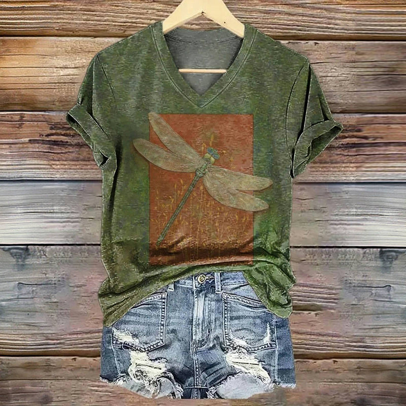 T-Shirt W Stylu Vintage Dragonfly