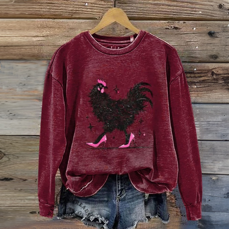 Sweatshirt Z Nadrukiem Dla Zwierząt W Stylu Vintage