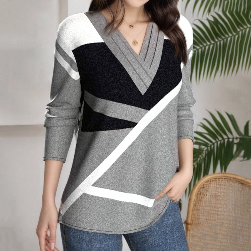 【Długi Rękaw】Bluza Casual Color Block