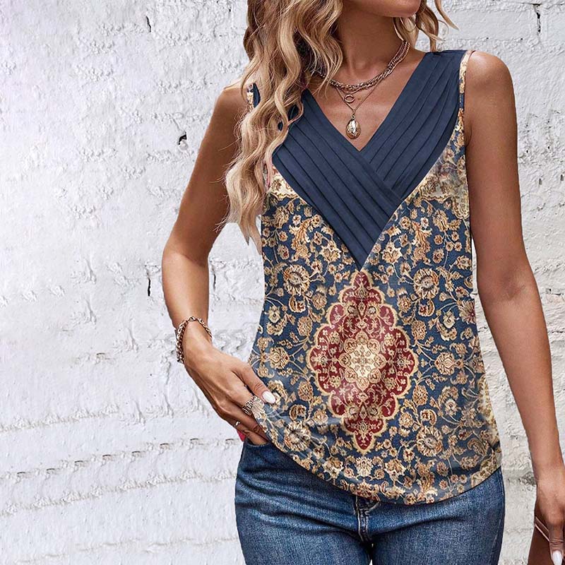 Tank Top W Stylu Vintage Z Etnicznym Nadrukiem
