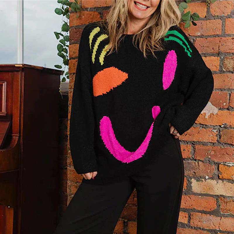 Sweter Z Dzianiny W Stylu Smiley