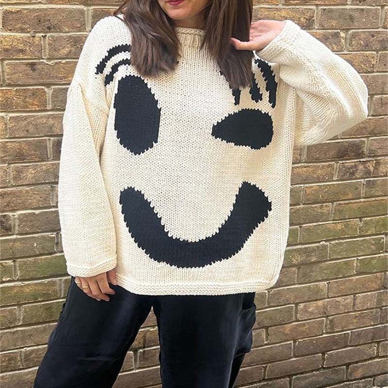 Sweter Z Dzianiny W Stylu Smiley