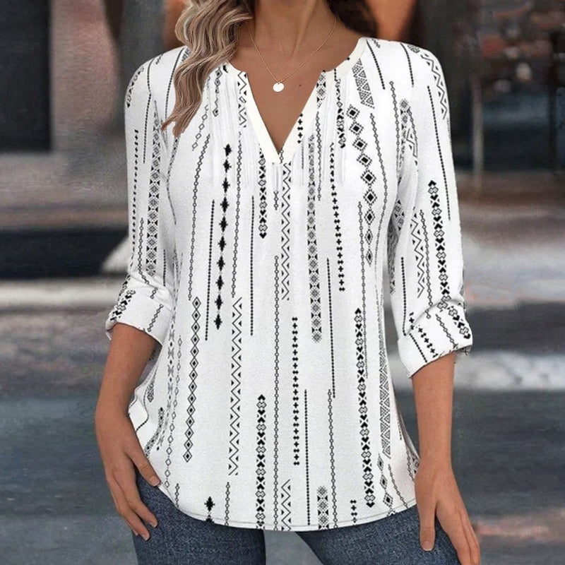 【Długi Rękaw】 Vintage Casual Bluzka