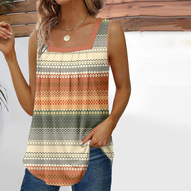 Tank Top W Stylu Vintage Z Geometrycznym Nadrukiem