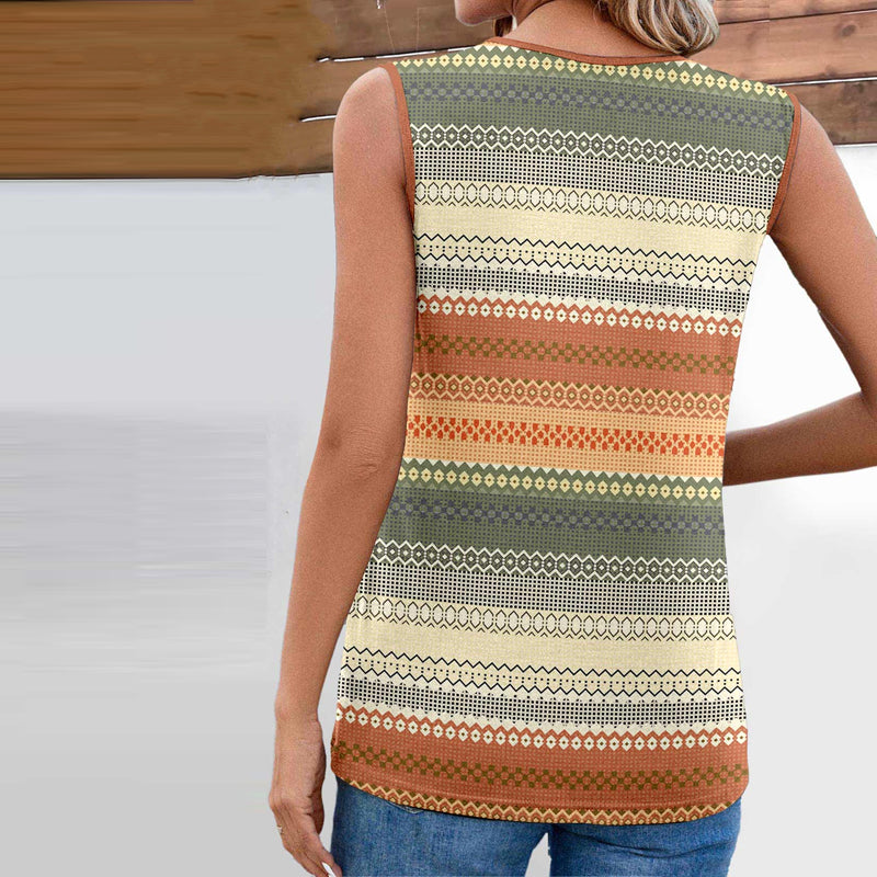 Tank Top W Stylu Vintage Z Geometrycznym Nadrukiem