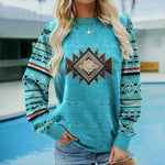 Sweatshirt Z Nadrukiem Vintage Geometryczna