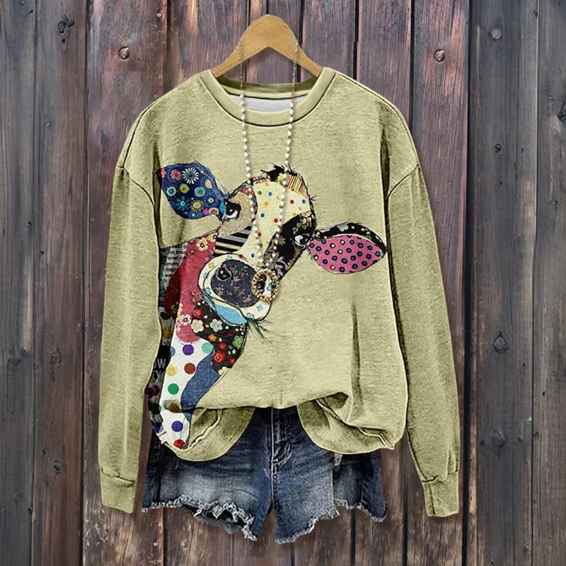 Casual Bluza Z Nadrukiem Zwierzęcym