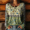 T-Shirt Color Block Z Kwiatowym Nadrukiem