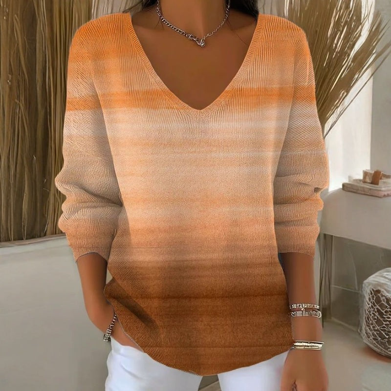 【Długim Rękawem】T-Shirt Z Casual Gradient