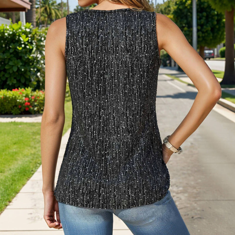 Bezrękawowa Bluzka W Stylu Vintage Casual