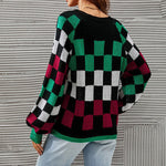 Kontrast Kolor Plaid Sweter