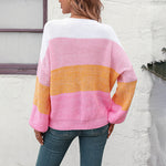 Casual Colour Block Sweter Z Dzianiny