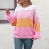 Casual Colour Block Sweter Z Dzianiny