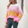 Casual Colour Block Sweter Z Dzianiny