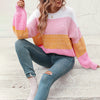 Casual Colour Block Sweter Z Dzianiny