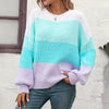 Casual Colour Block Sweter Z Dzianiny