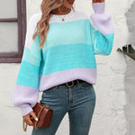 Casual Colour Block Sweter Z Dzianiny