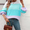 Casual Colour Block Sweter Z Dzianiny