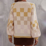 Kontrast Kolor Plaid Sweter